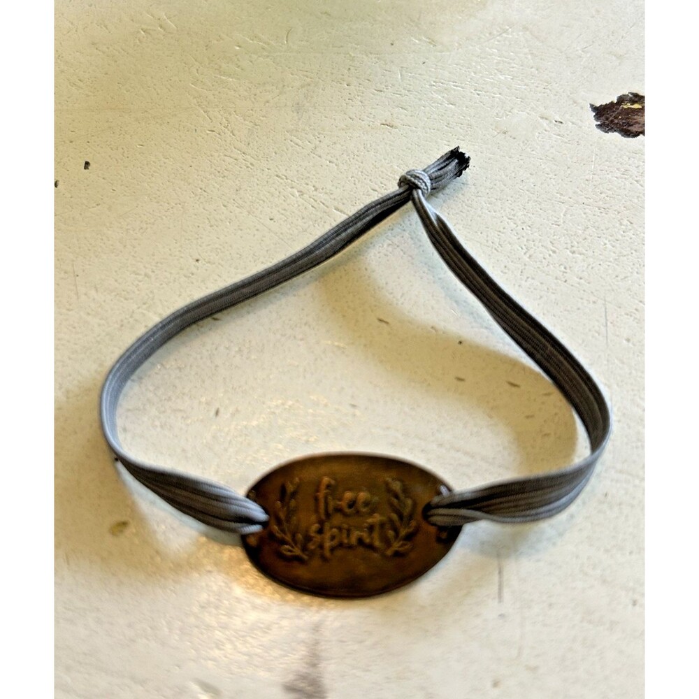 Handcrafted Boho Style Distressed And Stamped Copper And Gray Wrap Bracelet